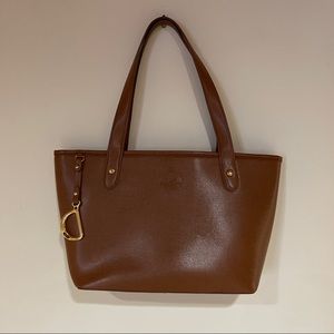 Ralph Lauren Women Tote Brown Cognac Shoulder Tote Bag Size Small